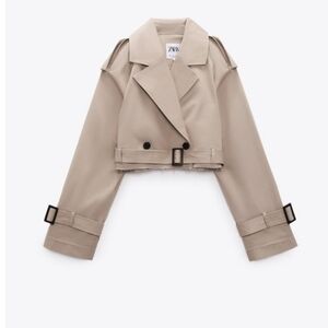 Zara raw hem cropped trench